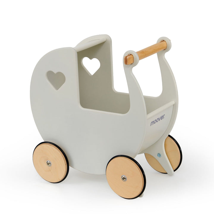 Wooden Dolls Pram - Coral Pink, Grey, Off White, Red or White - Chic Petit