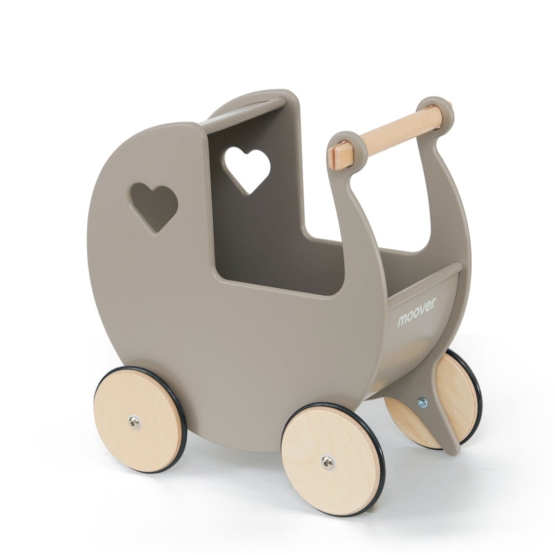 Wooden Dolls Pram - Coral Pink, Grey, Off White, Red or White - Chic Petit
