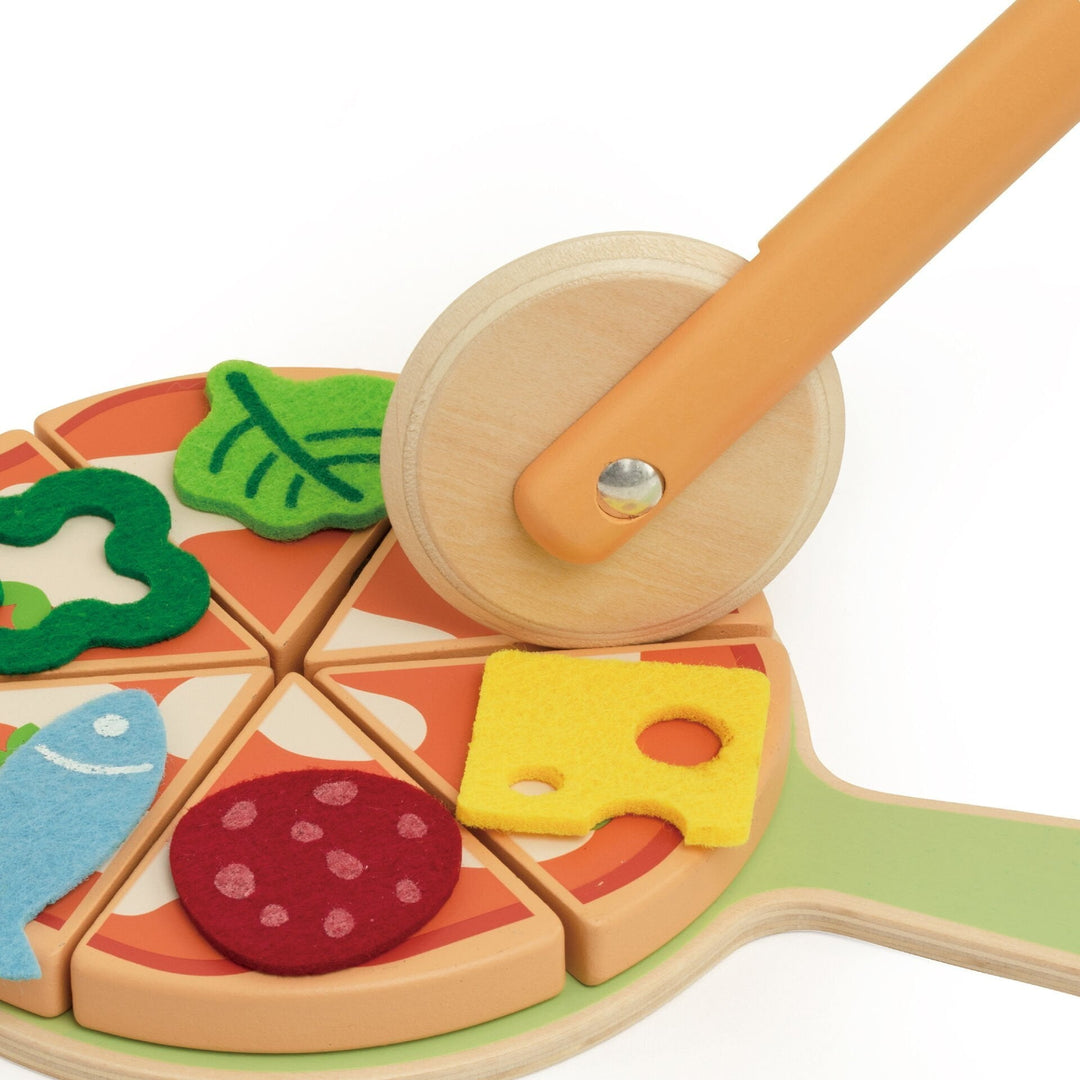 Eco-friendly wooden pizza oven toy personalised with name — imaginative play gift