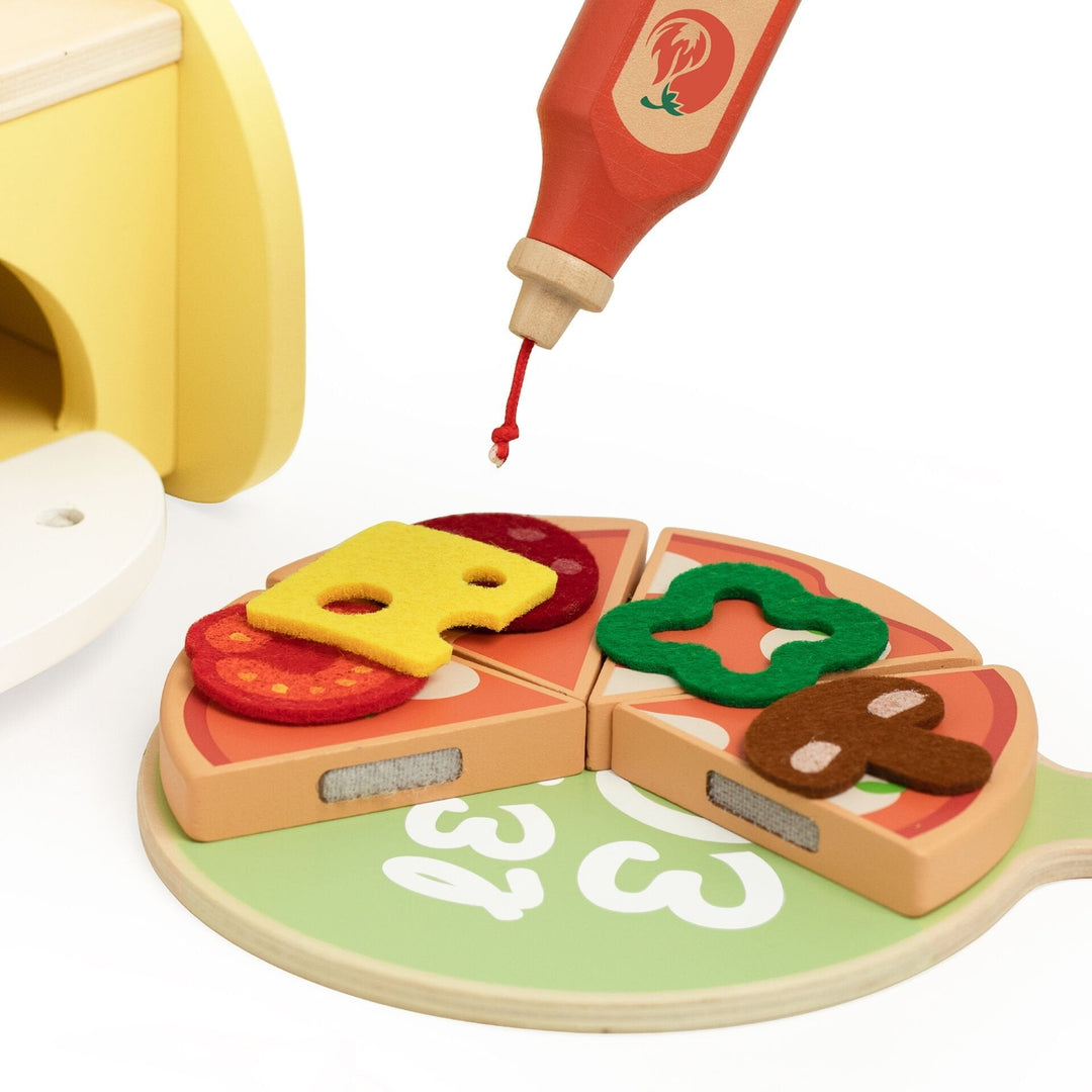 Toddler pretend cooking toy — personalised pizza oven and wooden accessories