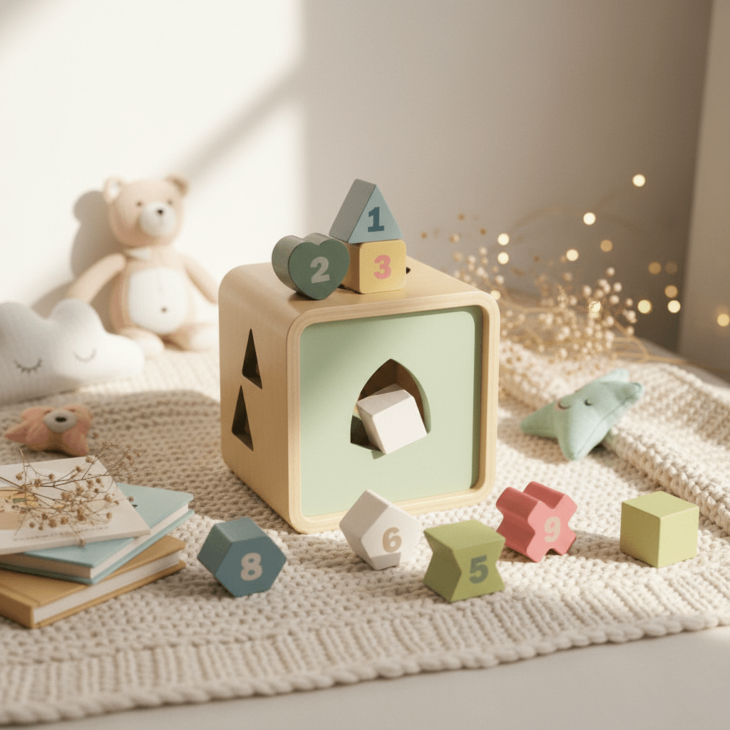 Wooden Shape Sorter Cube - Chic Petit