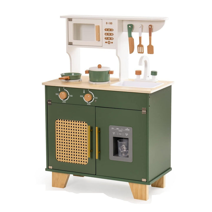 Wooden Vintage Kitchen with Accessories - Vintage Green - Chic Petit