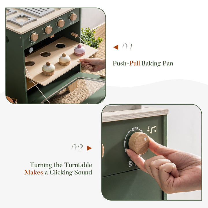 Wooden Vintage Oven with Accessories - Vintage Green - Chic Petit