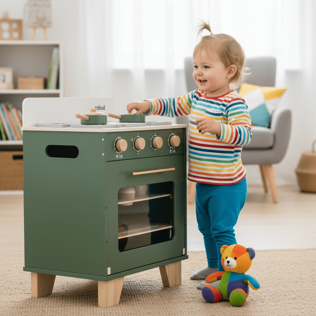 Wooden Vintage Oven with Accessories - Vintage Green - Chic Petit