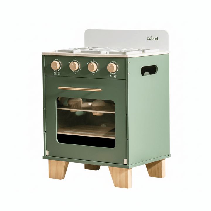 Wooden Vintage Oven with Accessories - Vintage Green - Chic Petit