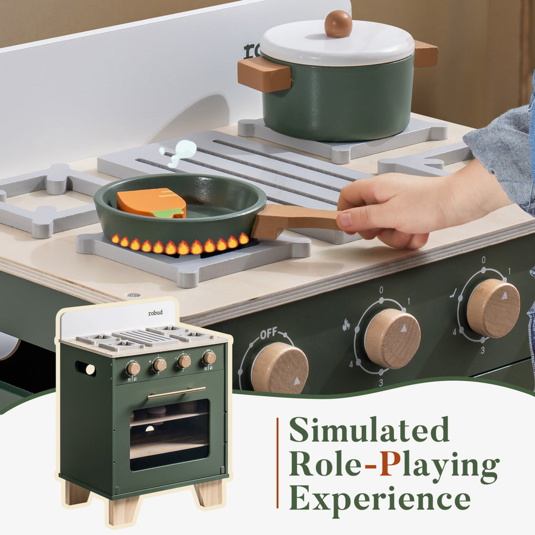 Wooden Vintage Oven with Accessories - Vintage Green - Chic Petit