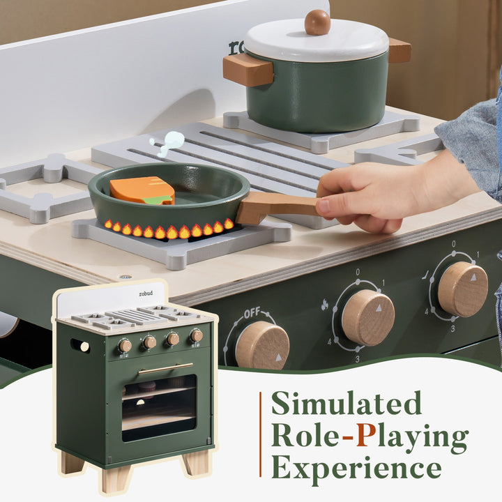 Wooden Vintage Oven with Accessories - Vintage Green - Chic Petit