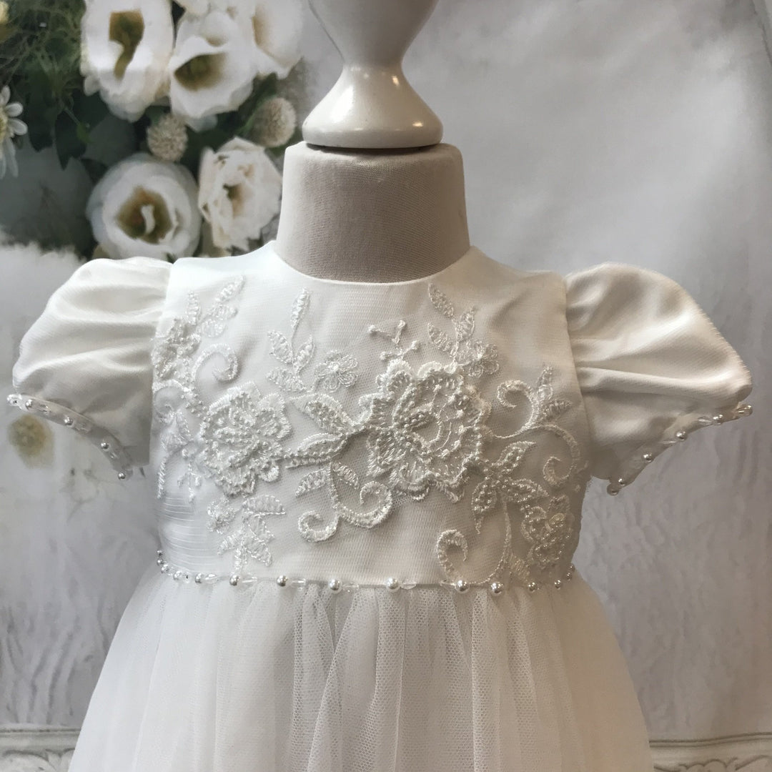 Alexa Ivory Christening Gown and Bonnet - Chic Petit