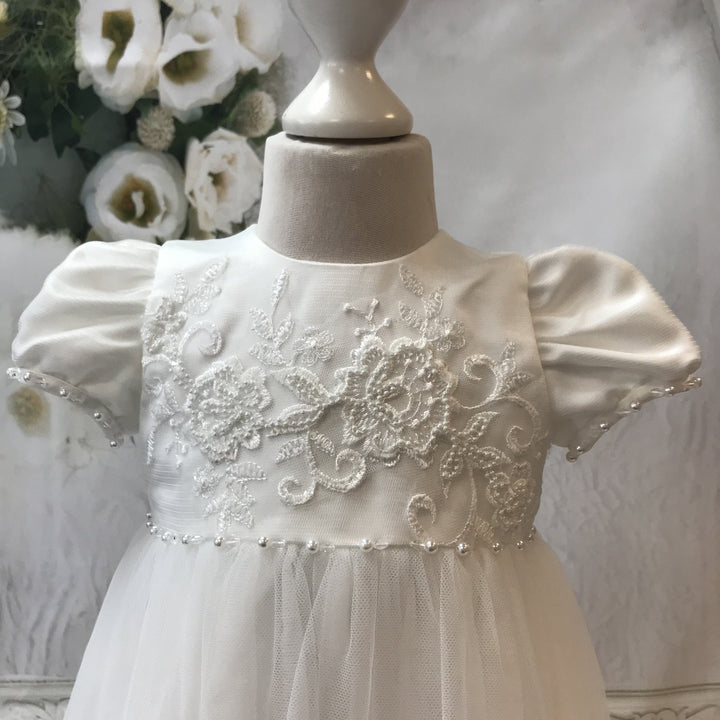 Alexa Ivory Christening Gown and Bonnet - Chic Petit