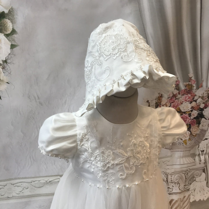 Alexa Ivory Christening Gown and Bonnet - Chic Petit