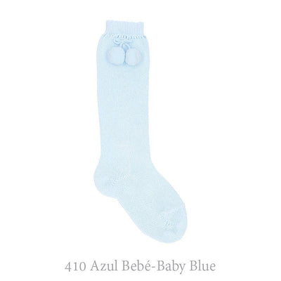 Baby Blue Pom Pom Socks - Chic Petit