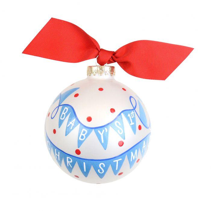 Baby's 1st Christmas Hanging Christmas Bauble - Blue - Chic Petit