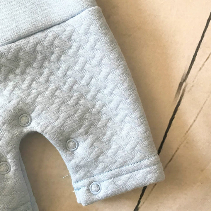 Blue All in One Romper Suit and Hat Set - Chic Petit