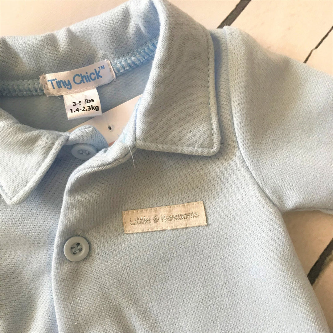 Blue All in One Romper Suit and Hat Set - Chic Petit