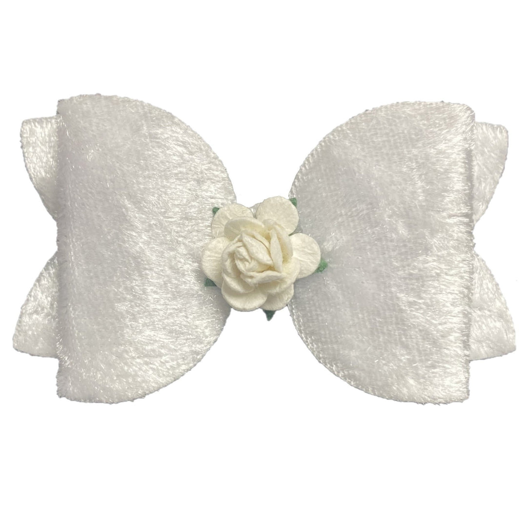 Bow with Rose Centre Hairclip - Small - Chic Petit