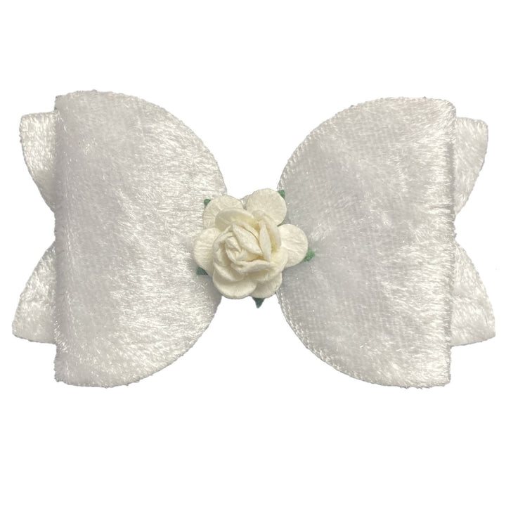 Bow with Rose Centre Hairclip - Small - Chic Petit