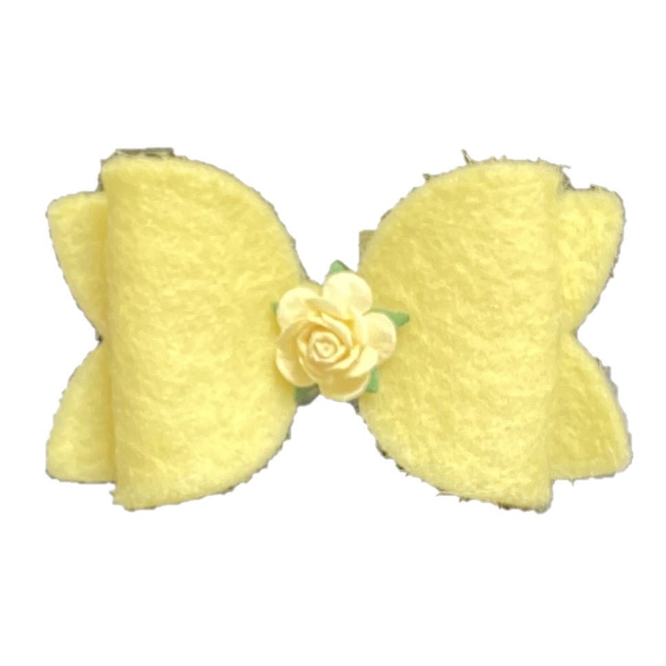 Bow with Rose Centre Hairclip - Small - Chic Petit