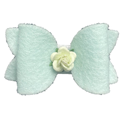 Bow with Rose Centre Hairclip - Small - Chic Petit