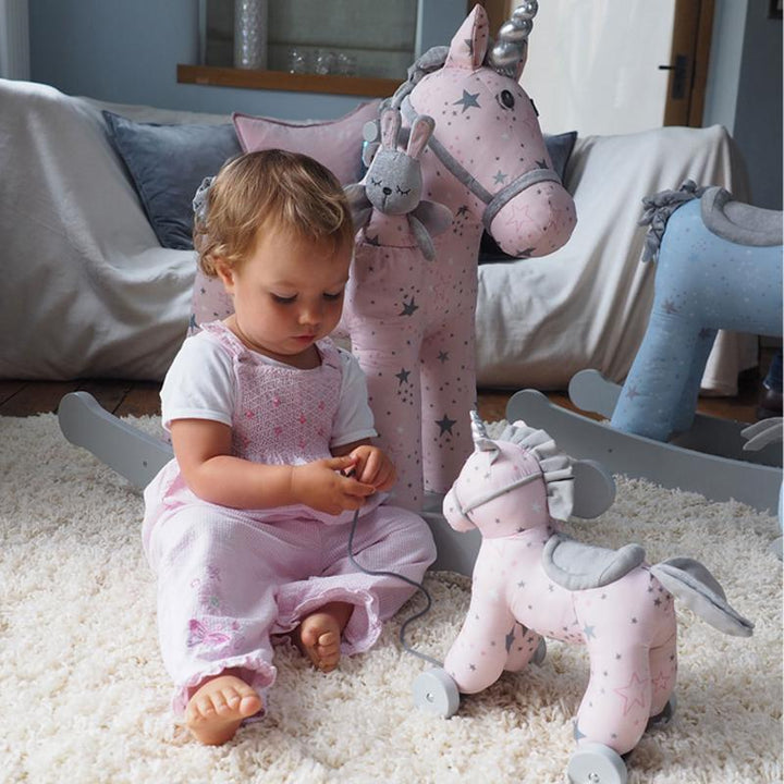 Soft unicorn pull toy suitable from 6 months