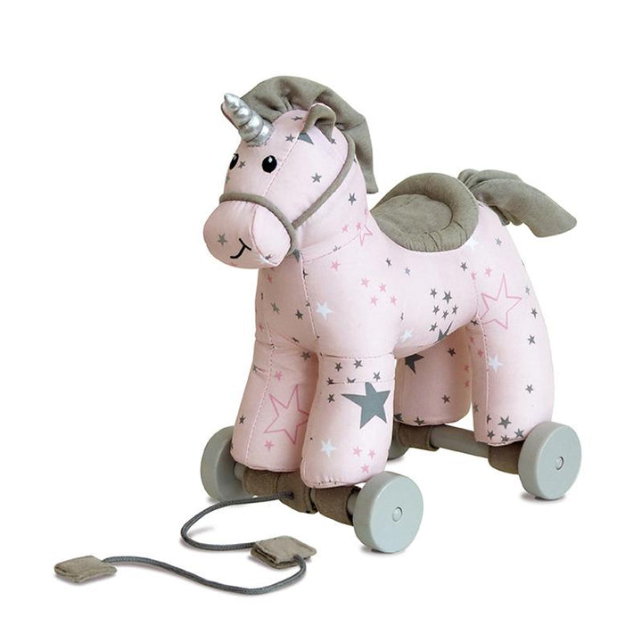 Celeste unicorn plush in delicate shades of pink and grey