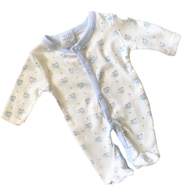 Cute Little One White with Blue Helicopter Print Sleepsuit - Chic Petit