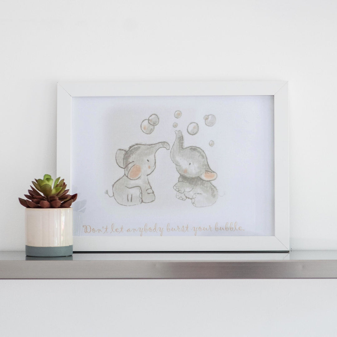 'Don't Let Anybody Burst Your Bubble' Elephant Picture - Chic Petit