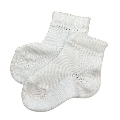 Elasticated Cotton Ankle Socks - White - Chic Petit