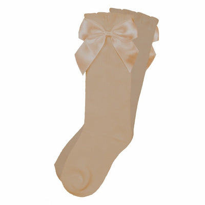 Girls Socks with Bow - Camel - Chic Petit