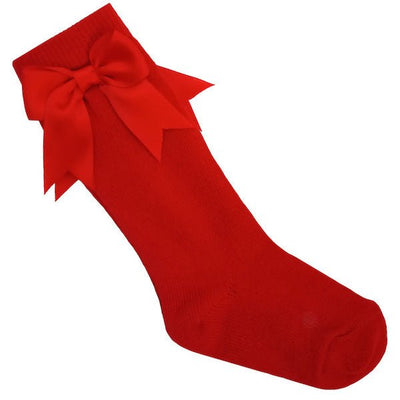 Girls Socks with Bow - Red - Chic Petit