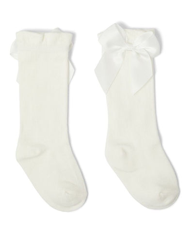 Girls Socks with Bow - White - Chic Petit