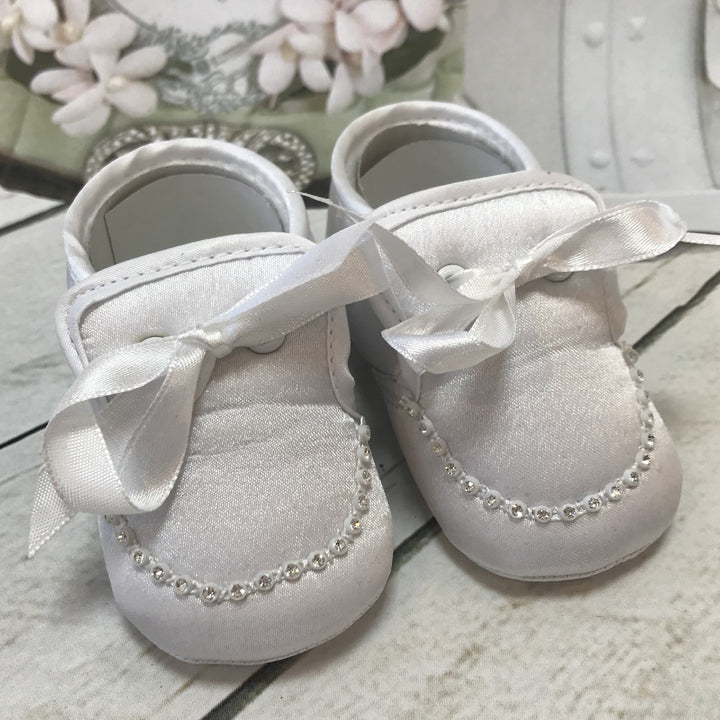 Ivory or White Boys Christening Pram Shoes - Chic Petit