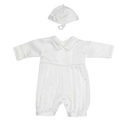 Michael Boys Ivory or White Christening Romper and Cap - Chic Petit