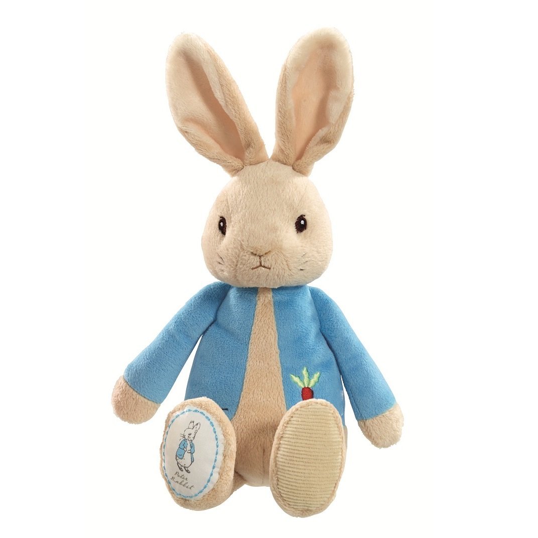 My First Peter Rabbit soft toy with blue jacket and embroidered radish motif