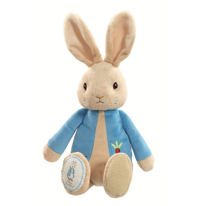 My First Peter Rabbit soft toy with blue jacket and embroidered radish motif