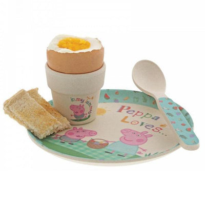 Peppa Pig Egg Cup Bamboo Dinner Set - Chic Petit