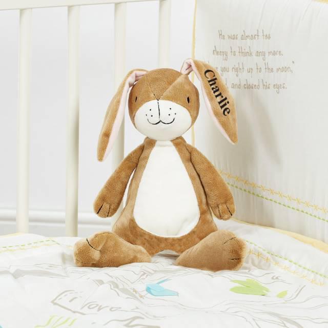 Gentle newborn keepsake — personalised Nutbrown Hare cuddly toy pair