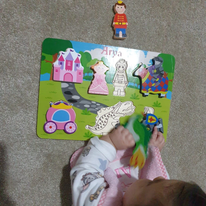 Personalised eco-friendly wooden puzzle for toddlers — princess castle theme