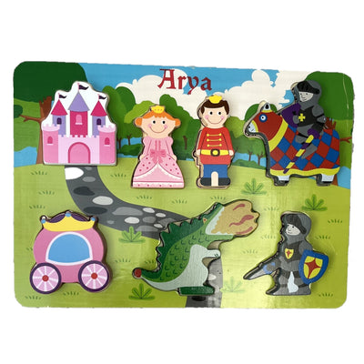 Personalised Princess and Knight Chunky Wooden Puzzle - Chic Petit