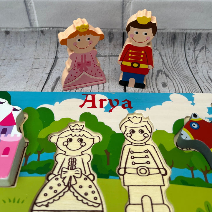 Personalised chunky wooden puzzle — princess castle toy for toddlers