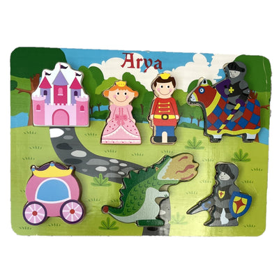 Personalised Princess and Knight Chunky Wooden Puzzle - Chic Petit