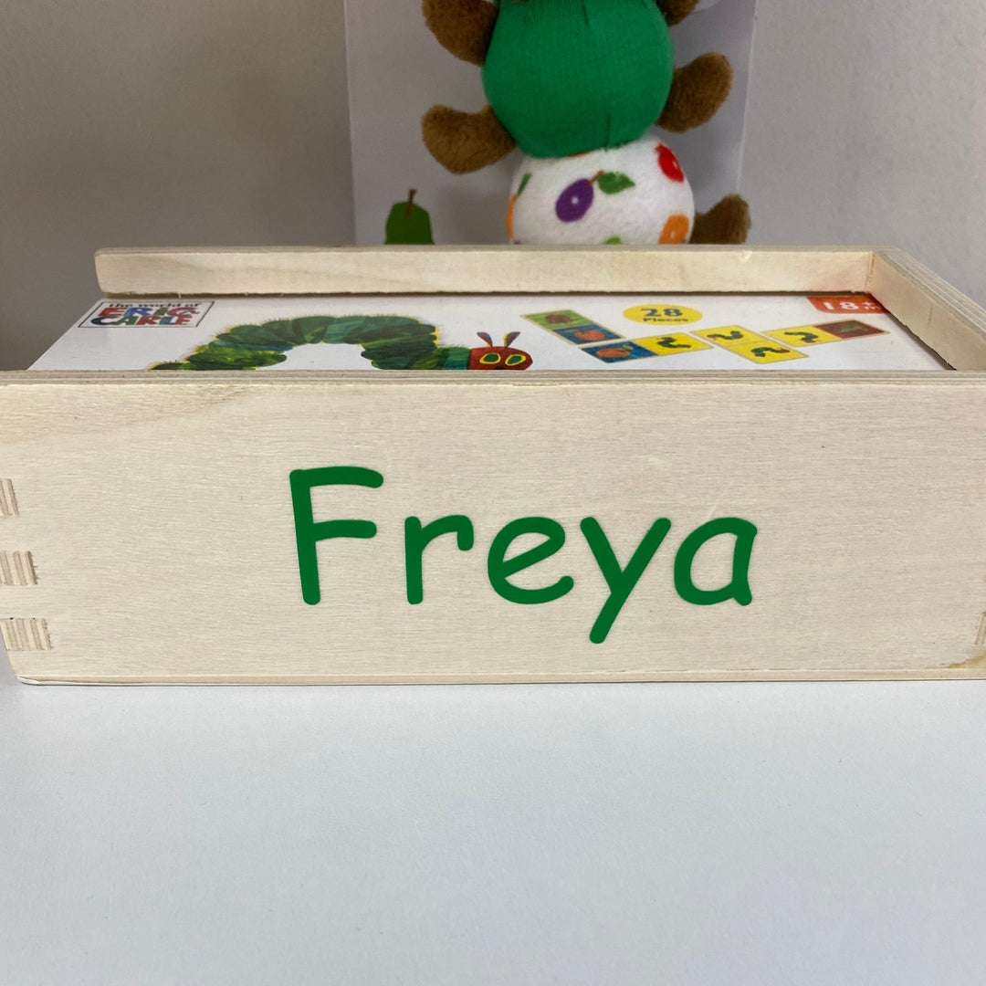 Personalised Very Hungry Caterpillar Wooden Dominos Set - Chic Petit