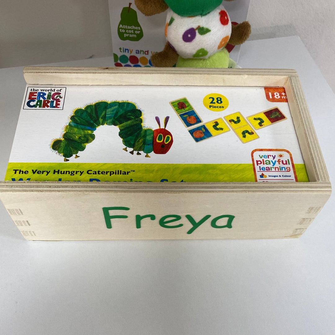 Personalised Very Hungry Caterpillar Wooden Dominos Set - Chic Petit