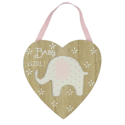 Pink Elephant Hanging Heart Plaque - Chic Petit