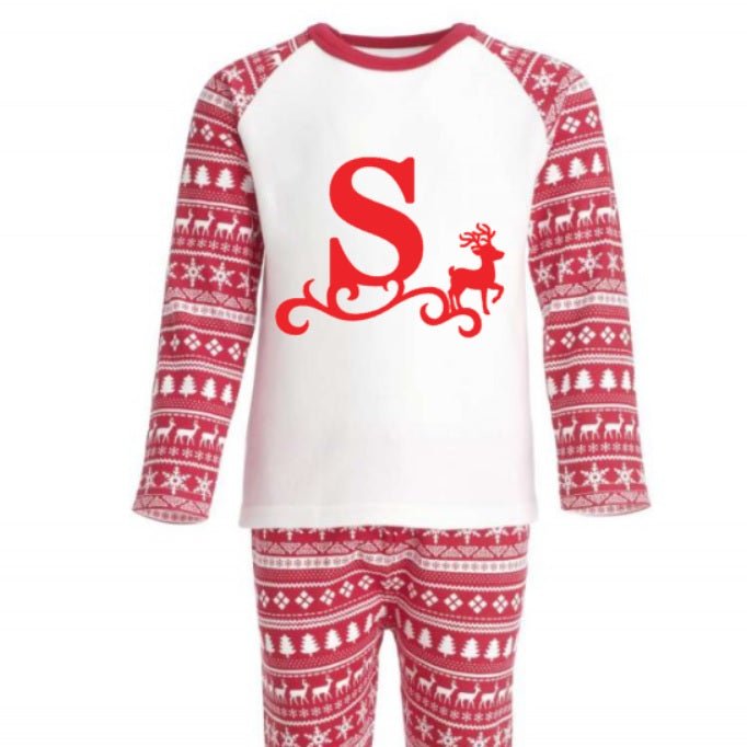 Red Christmas Inspired Design Pajamas Set - Why not Personalise me! - Chic Petit