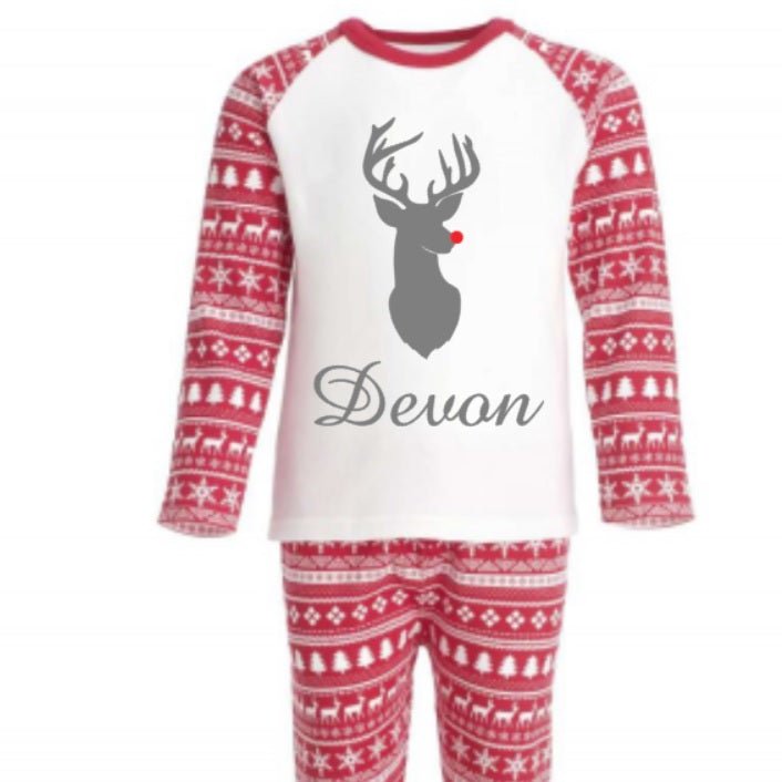 Red Pajamas Set - Why not Personalise me! - Chic Petit