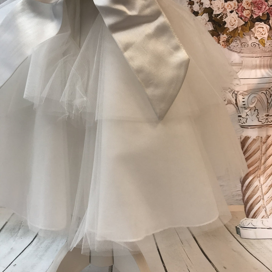 Sienna Ivory or White Tiered Christening / Baptism Dress - Chic Petit