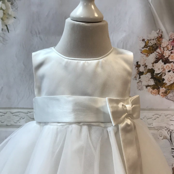 Sienna Ivory or White Tiered Christening / Baptism Dress - Chic Petit