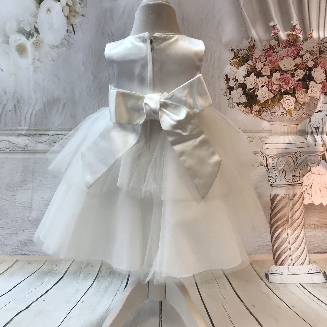 Sienna Ivory or White Tiered Christening / Baptism Dress - Chic Petit