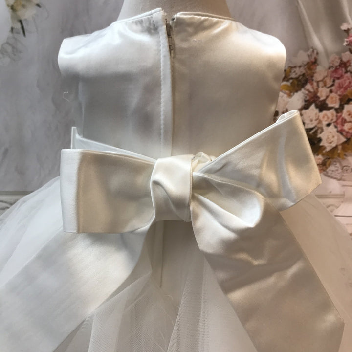 Sienna Ivory or White Tiered Christening / Baptism Dress - Chic Petit