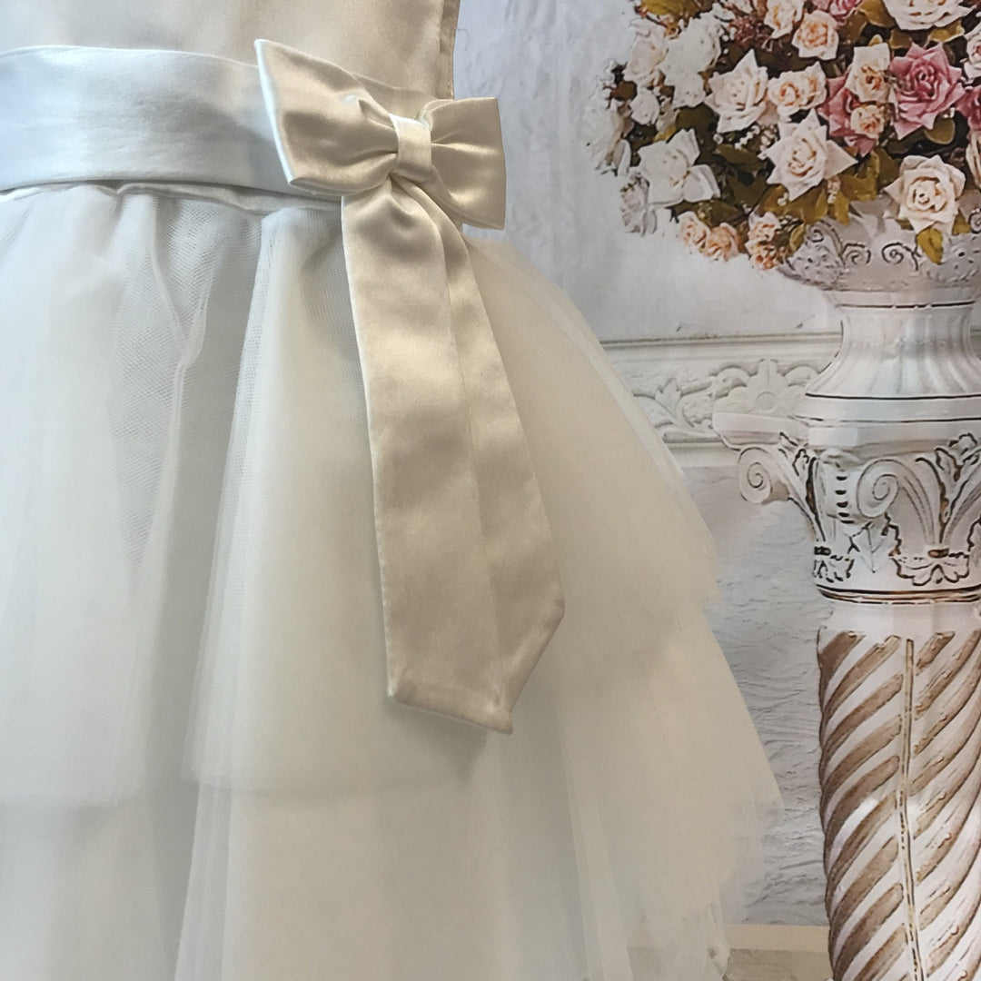 Sienna Ivory or White Tiered Christening / Baptism Dress - Chic Petit